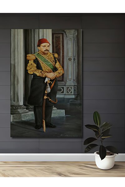Teona Ahşap Dekoratif Ahşap Tablo Sultan Abdülhamid Han Kılıçlı Portre