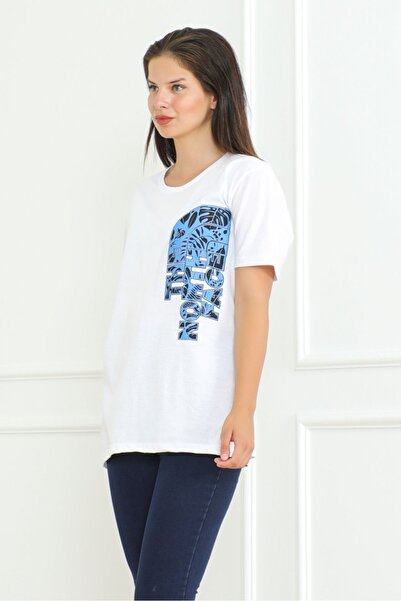 Bestenur Біла футболка з принтом The Nort 1075