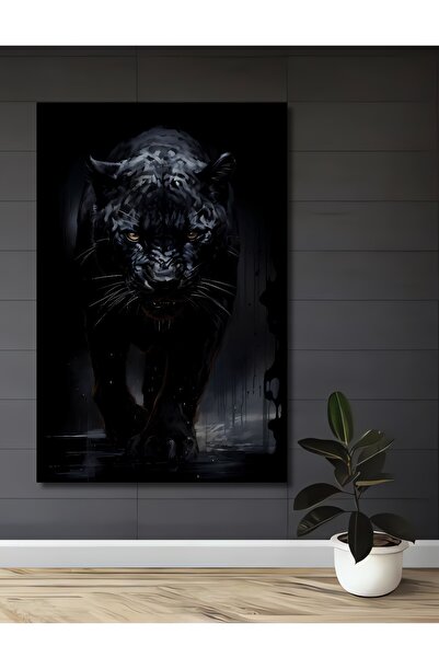 Teona Ahşap Dekoratif Ahşap Tablo Modern Sanat Gölgedeki Kara Panter