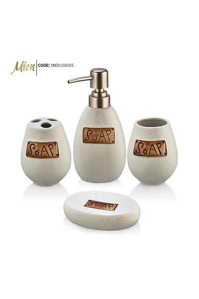 MİEN Mien 4 Piece Soap Liquid Soap Dispenser Bathroom Set