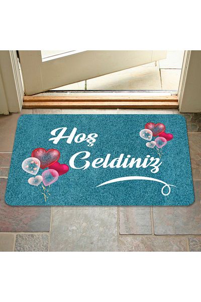 M&H Quality Welcome Written Flower Patterned Digital Door Mat - Washable Door Mat