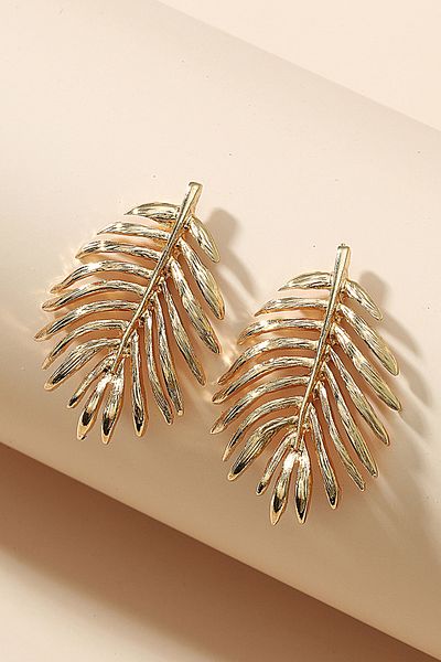 Glaren Gold Colored Palm Design Women's Earrings