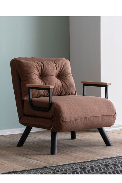 Pafu Sando Tekli Katlanır Yataklı Koltuk Keten Açık Kahverengi