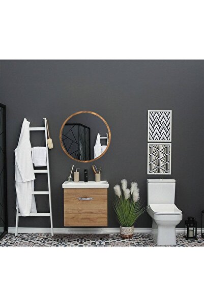 meDDex Yuvarlak Antre Hol Koridor Duvar Salon Mutfak Banyo Ofis Aynası 45 cm