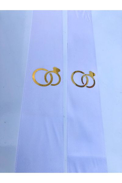 imzatasarım Gold Color Ring Symbol Printed Jewelry Ribbon Set (Nameless for Bride and Granny)