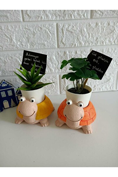 Genel Markalar Dekoratif Biblo Saksı-Kaplumbağa Temalı Dekoratif Saksı Modeli...