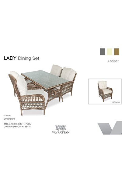 VAVRATTAN Lady Rattan Yemek Takımı Taş Gri