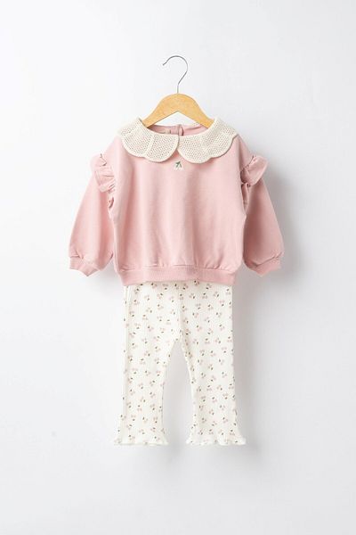 Banamio Regina Cherry Printed Tights Set with Lace Collar and Ruffle Detail