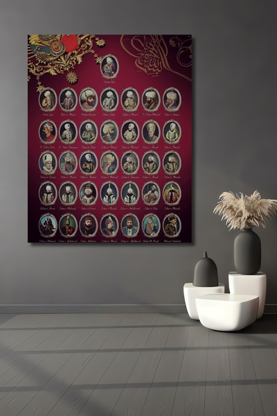 Teona Ahşap Dekoratif Ahşap Tablo Osmanlı Padişahları Sırasıyla Portreleri