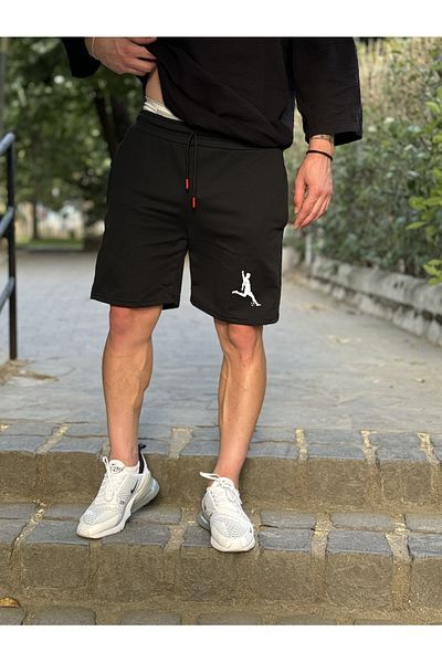 DEEPSENCE Μαύρο σορτς Slimfit - Ανδρικό ποδοσφαιριστή με στάμπα