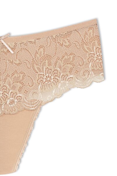 HNX Light Brown High Waist Lace Front String Women's Panties