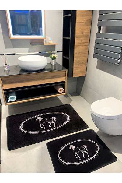 Brillant At Desen Horse Desenli 2'li Kaymaz Taban Banyo Paspas Takımı (60x100...