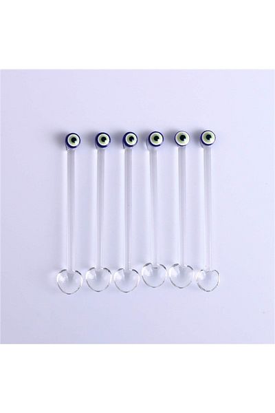 KristalGalerisi Glass Teaspoon with Evil Eye Beads - 12 Person