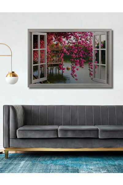 Teona Ahşap Dekoratif Ahşap Tablo Sahile Açılan Pencere Görünümlü