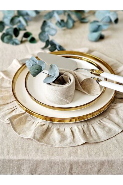 Belomia Home Collection Keten Fırfırlı Amerikan Servis- Supla