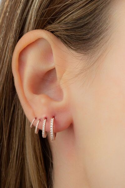 Silvano Jewelry 925 Ayar Gümüş Rose 4'lü Set Küpe