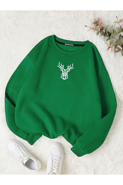 BENROMA Φούτερ Unisex Oversize - Deer Printed, Crew Neck
