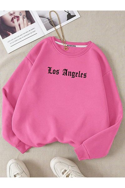 BENROMA Λος Άντζελες εμπριμέ Unisex Oversize φούτερ - Crew Neck
