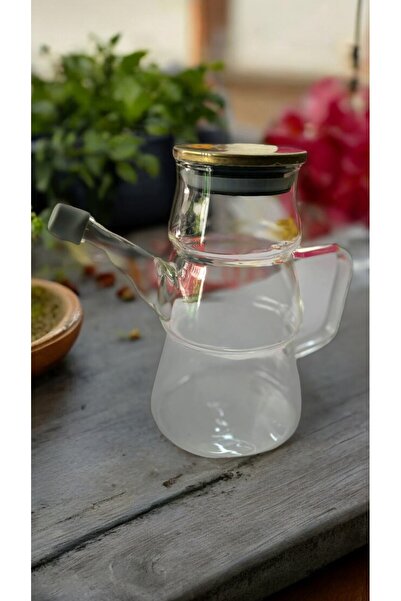 Kitchen Queen Home إبريق بوروسيليكات سعة 650 مل - وعاء زيت بغطاء معدني مفرغ