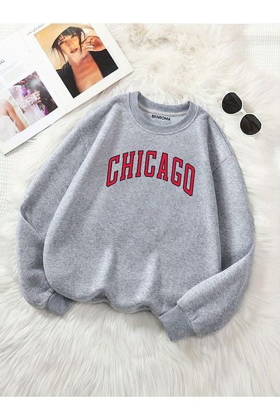 BENROMA Φούτερ UNISEX Oversize - CHICAGO Printed, Crew Neck