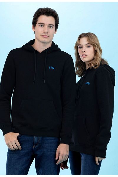 U.S. Polo Assn. BAZA. Polo Assn. Tricou simplu cu glugă neagră