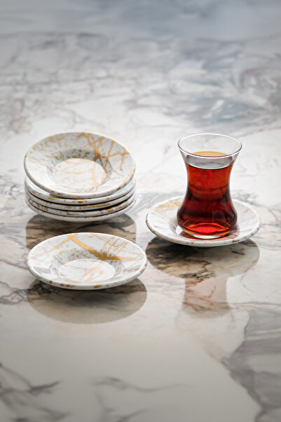 Lala Mutfak طبق شاي (6 قطع) - 11 سم أنيق ومريح