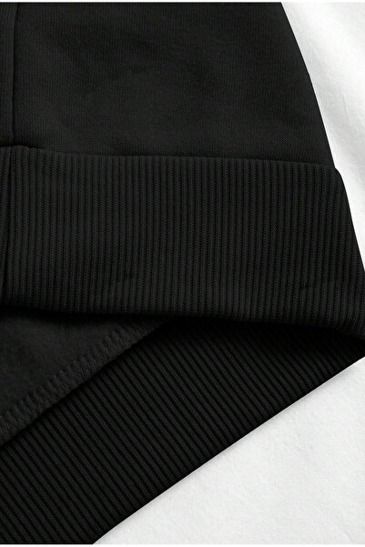 Benisengiydir Μαύρο Oversize γυναικείο φούτερ με κουκούλα - Τυπωμένο σχέδιο του Θεού