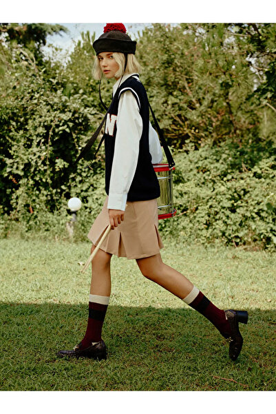 LC Waikiki LCW Vision Світло-коричнева спідниця з прямими складками та застібкою на талії