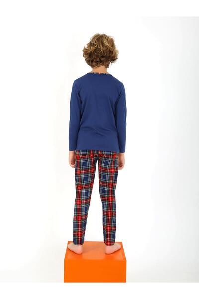 vitmo Fiú pizsama szett - hosszú ujjú, 100% pamut, gombos részlet, Next Level