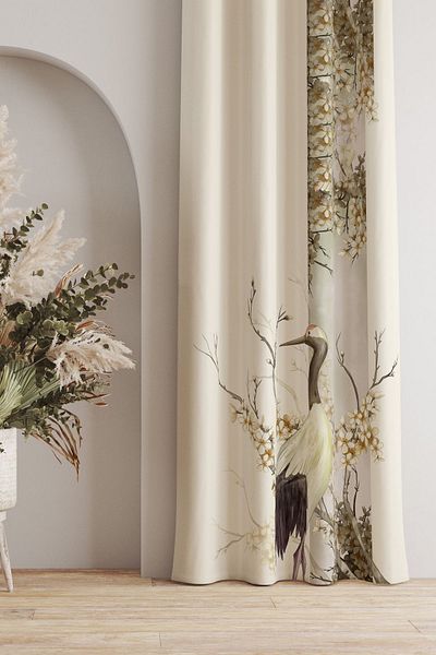AYSHOME Ays Home Ivy Patterned Background Curtain (Ebatina Di̇kkat Edi̇ni̇z)