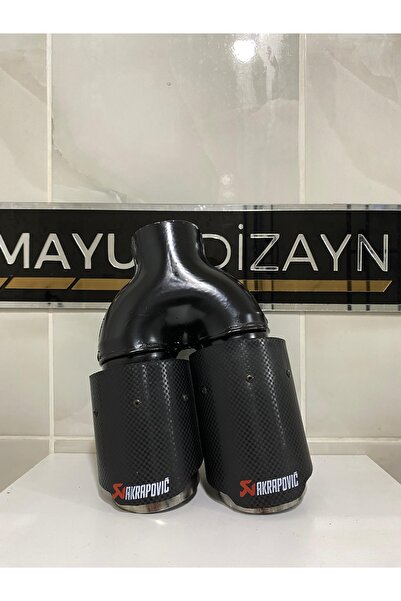 Mayuk Dizayn Akrapovic 76MM ÇİFTLİ İÇİ KROM Sol Taraf Her Araca Uyumlu Egzoz Ucu