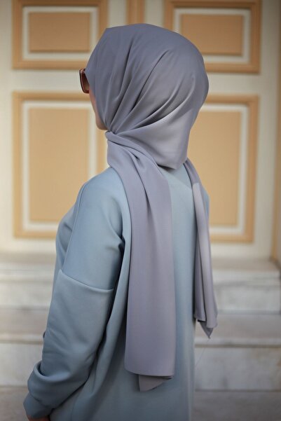 Mode Scarf Hijab Medina Silk Silver Grey Shall