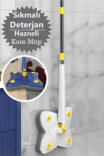 Genel Markalar Kare Mop Kendinden Sıkmalı 1 Yedek Bezli Yer Fayans Ahşap Mermer Duvar Yüzey