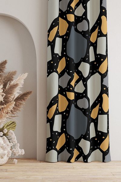 AYSHOME Gray StoNe PatterNED BackgrouND CurTaiN - YouNg Room aND LiviNg Room (please for the Baby)