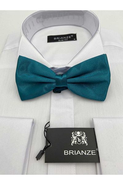 Brianze Petrol Blue Satin Bow Tie - Solid Color