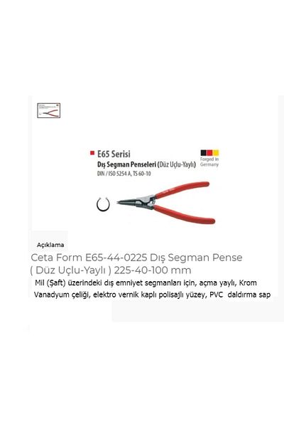 CETA FORM E65-44-0225 External Circlip Pliers Straight Ended-spring 225-40-