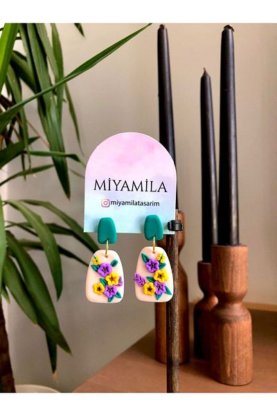 TREND Summer Flowers Botanical Clay Design Steel Earrings