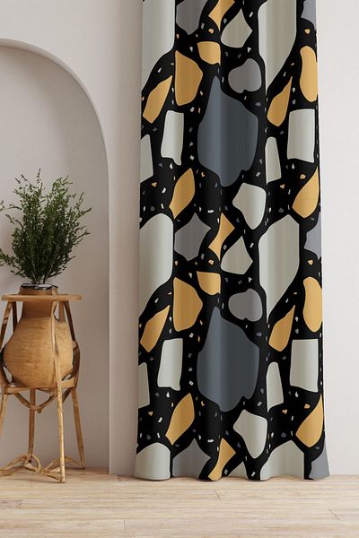 AYSHOME Gray StoNe PatterNED BackgrouND CurTaiN - YouNg Room aND LiviNg Room (please for the Baby)