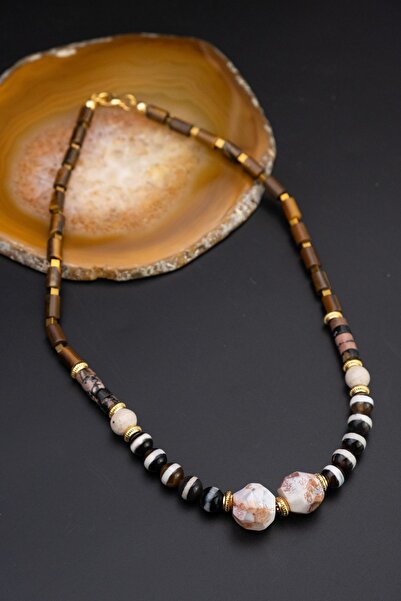 Serenite Pier Agate - Lava and Nepal Stone Necklace