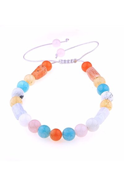 OSMANLI DOĞAL TAŞ Doğal Taş Bileklik-güneş Taşı,madagaskar,mavi Akik,sitrin,pembe Kuvars,amazonit B554