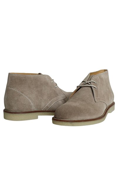 Platin Süet Vizon Erkek Bağcık Detaylı Kısa Bot