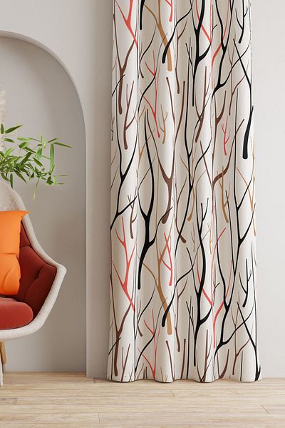 AYSHOME Living Room Patterned Background Curtain (Single Wing)