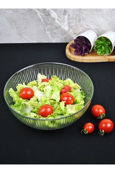 Purelegant 21 Cm Monaka Glass Salad Plate and Chips - 1 Serving Bowl