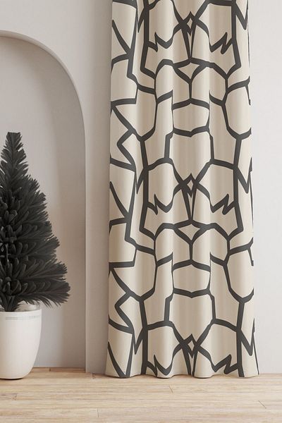 AYSHOME Gray Geometric Striped Background Curtain Young Room Living Room Hall (Ebatina Di̇kkat Edi̇ni̇z)