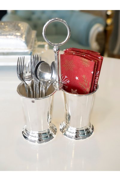 Bakır Concept Silver Plated Spoon Rest with 2 Compartments