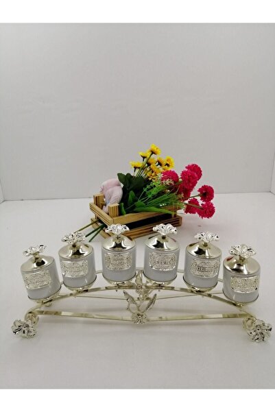 moda atölyesi طقم توابل فضي مكون من 6 قطع