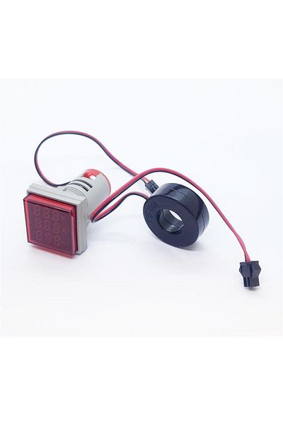 Arduino 22mm Square Red Shoulder Strap Volt/ampere/hertzmeter - 0-99hz 50-500v 0-100a