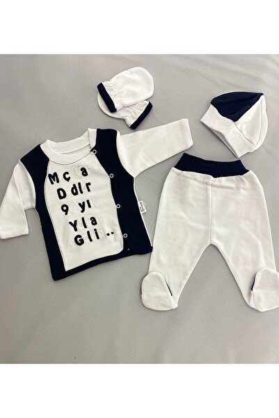 GÜLÜCÜK 4 Lü Bebek Zıbın Seti Yeni Doğan 4lü Takım Bebek Takım Taraftar Beşiktaş Nakışlı
