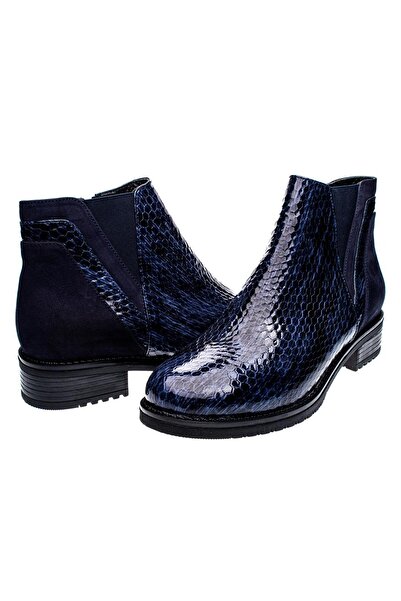 Platin Lacivert Python Baskı Kadın Günlük Bot