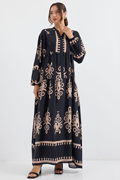 Bigdart Model 2423 černé šaty s autentickým vzorem